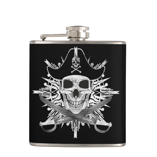 Pirate Skull and Swords, Vinyl Wrapped Flask Heupfles (Voorkant)
