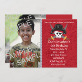 Pirate Skull Birthday Photo Template Kaart (Voorkant / Achterkant)