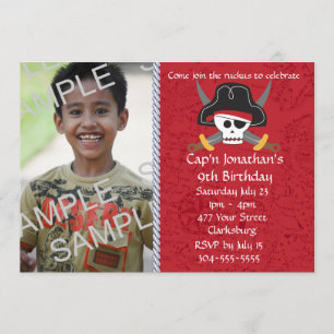 Pirate Skull Birthday Photo Template Kaart