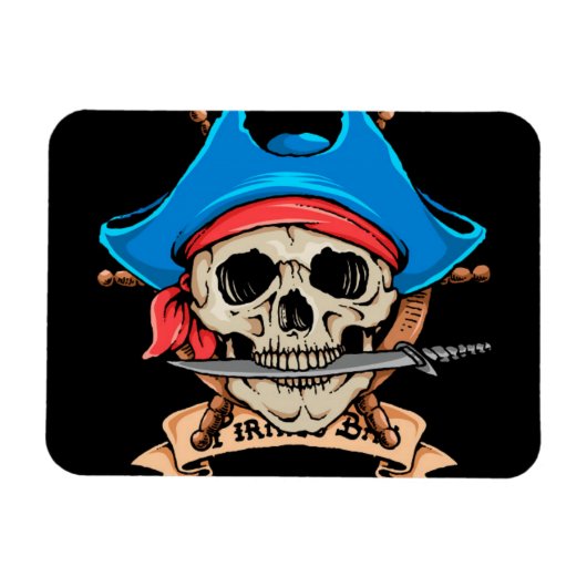 Pirate Skull Biting Knife Magneet (Horizontaal)