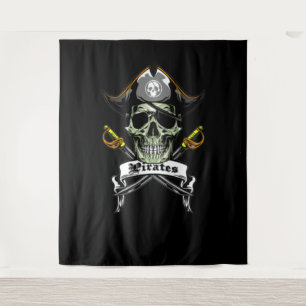 Pirate Skull Botten Achtergrond Wandkleed