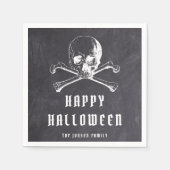 Pirate Skull & Botten Black Halloween Servet (Voorkant)