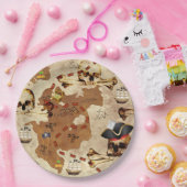 Pirate Skull & Botten Treasure Map Papieren Bordje (Feest)