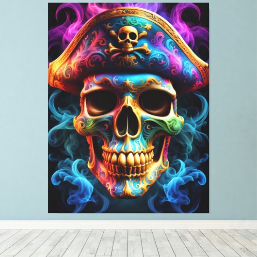 Pirate Skull Canvas Print (Insitu (Houten vloer))
