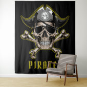 Pirate Skull Captain Royal Treasure-achtergrond Wandkleed (In situ)