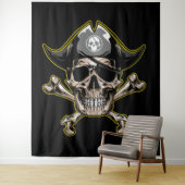 Pirate Skull Captain Royal Treasure Tapestry Wandkleed (In situ)