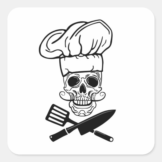 Pirate Skull Chef Pet Cook Vierkante Sticker (Voorkant)