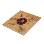 Pirate Skull Compass Roos Tegeltje (Zijkant)