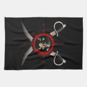 Pirate Skull Compass Roos Theedoek (Horizontaal)