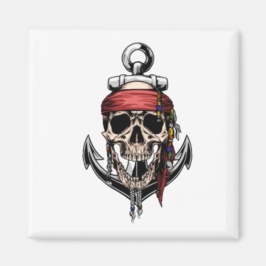 Pirate Skull Cross Botten Anchor Magneet (Voorkant)