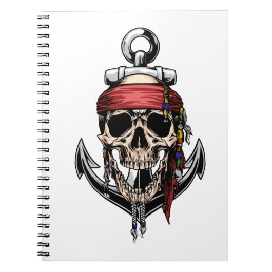 Pirate Skull Cross Botten Anchor Notitieboek (Voorkant)