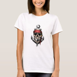 Pirate Skull Cross Botten Anchor T-shirt