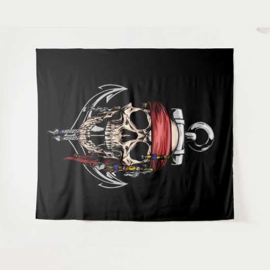 Pirate Skull Cross Botten Anchor Wandkleed (Voorkant (horizontaal))