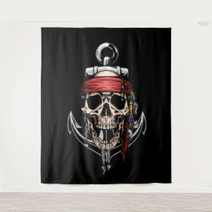 Pirate Skull Cross Botten Anchor Wandkleed