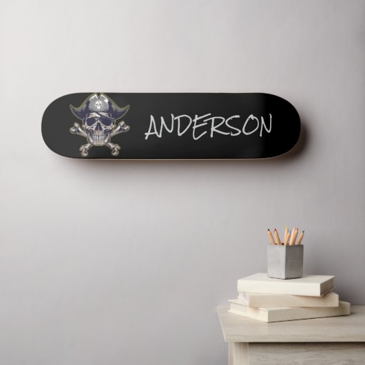 Pirate Skull & Cross-Botten op maat Skateboard (Muurkunst (Horizontaal))