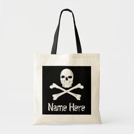 Pirate Skull Crossbone Custom Naam Halloween Trakt Tote Bag (Voorkant)