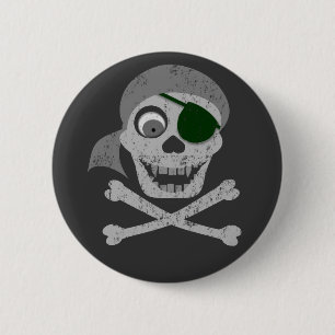 Pirate Skull & Crossbones Buttonnen Ronde Button 5,7 Cm