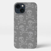 Pirate Skull Crossbones Pattern Gray iPhone Hoesje (Achterkant)