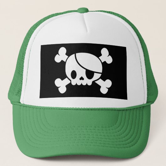Pirate Skull & Crossbones Trucker Hat Trucker Pet (Voorkant)