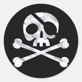 Pirate Skull & Crossbones Zwart Ronde Sticker