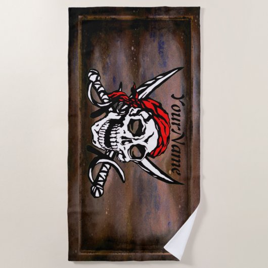 Pirate Skull Crossed Swords - add Jouw naam - Strandlaken (Voorkant)