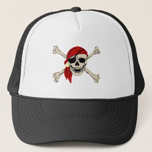 Pirate Skull en Botten Trucker Pet (Voorkant)