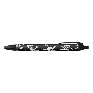 PIRATE SKULL EN BOTTEN ZWARTE INK PEN