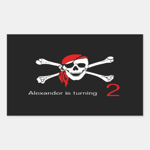 Pirate Skull en Crossbones 2e Verjaardag Rechthoekige Sticker