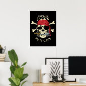 Pirate Skull en Crossbones Man Cave Poster (Thuiskantoor)