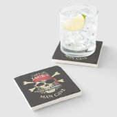 Pirate Skull en Crossbones Man Cave Stenen Onderzetter (Zijkant)