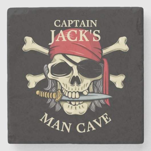 Pirate Skull en Crossbones Man Cave Stenen Onderzetter (Voorkant)