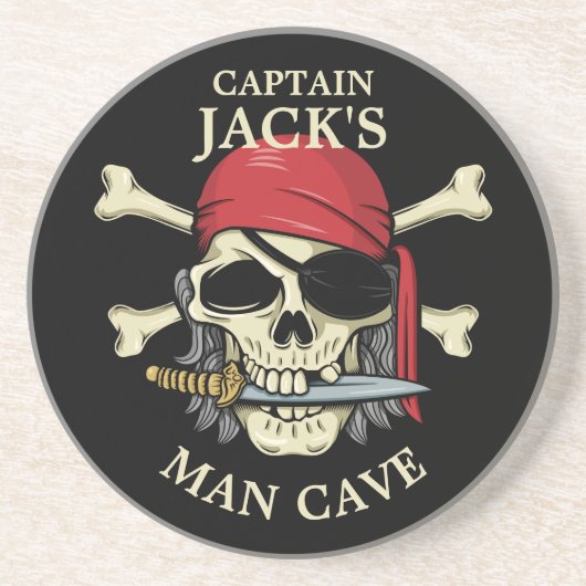 Pirate Skull en Crossbones Man Cave Zandsteen Onderzetter (Voorkant)