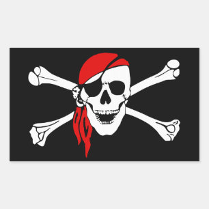 Pirate Skull en Crossbones met Red Bandana Rechthoekige Sticker