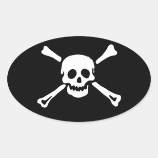 Pirate Skull en Crossbones Ovale Sticker #3