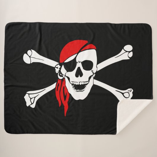 Pirate Skull en Crossbones Sherpa Deken (Voorkant (horizontaal))
