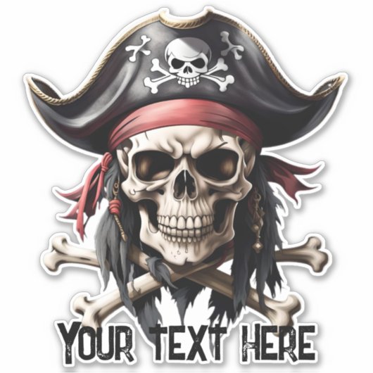Pirate Skull en Crossbones Sticker (Voorkant)