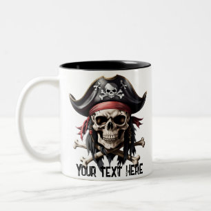 Pirate Skull en Crossbones Tweekleurige Koffiemok