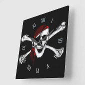Pirate Skull en Crossbones Vierkante Klok (Hoek)