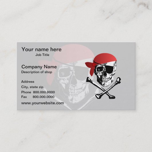 Pirate Skull en Crossbones Visitekaartje (Voorkant)