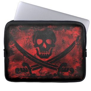 Pirate Skull en Crossed Cutlasses Creepy Art Laptop Sleeve