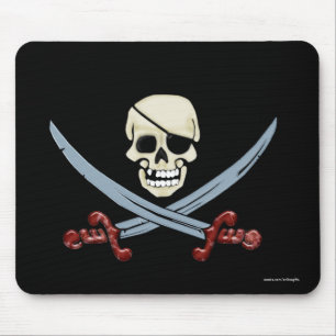 Pirate Skull en Crossed Cutlasses Creepy Art Muismat
