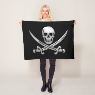 Pirate Skull en Sword Crossbones Fleece Deken