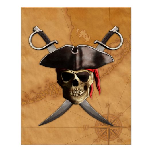 Pirate Skull en Swords Perfect Poster (Voorkant)