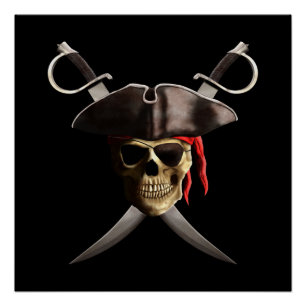 Pirate Skull en Swords Perfect Poster