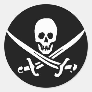Pirate Skull en Swords Ronde Sticker