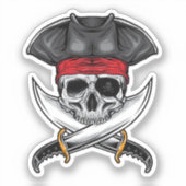 Pirate Skull en Swords Sticker (Voorkant)
