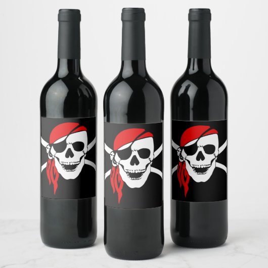 Pirate Skull Flag Wijn Etiket (Flessen)