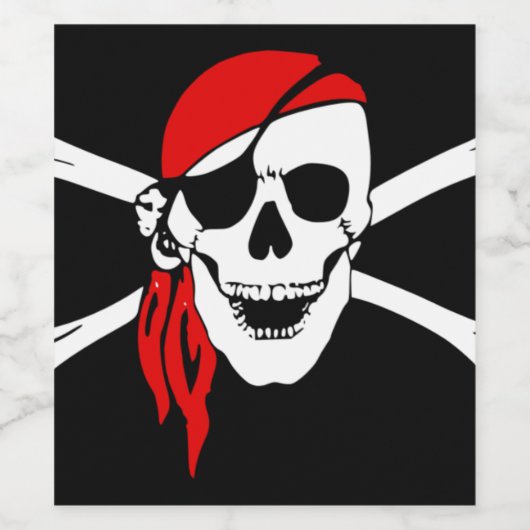 Pirate Skull Flag Wijn Etiket (Enkel label)