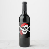 Pirate Skull Flag Wijn Etiket (Voorkant)
