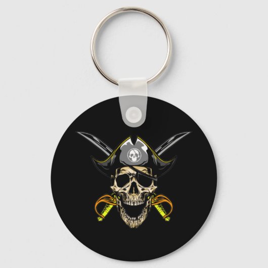 Pirate Skull Ghost Ship Smuggler Sleutelhanger (Voorkant)
